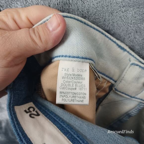 Rag & Bone High Rise Skinny Two Tone Jeans W25 L30 - Picture 6 of 8